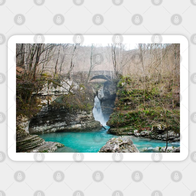 Waterfall on Kozjak River Sticker by jojobob